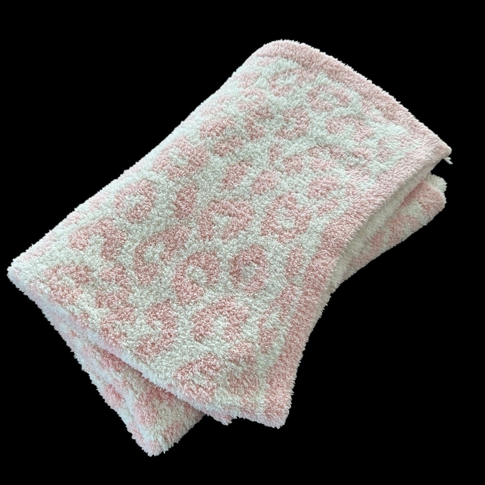 Bearberry Baby Girls Pink Leopard Print Plush stroller Blanket Soft Blankey